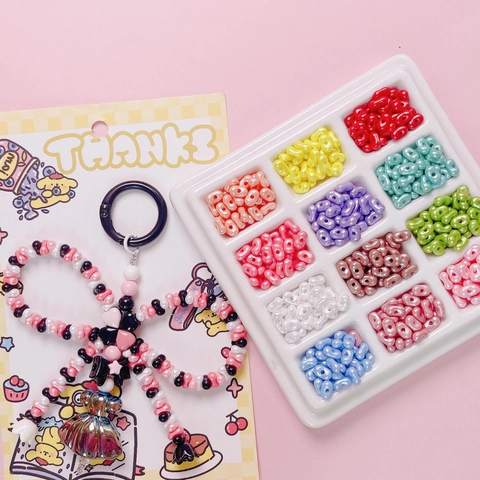 Twin Hole Peanut Beads Acrylic Pearlescent Solid Color Loose Beads For DIY Jewelry Making Handcraft Accessories