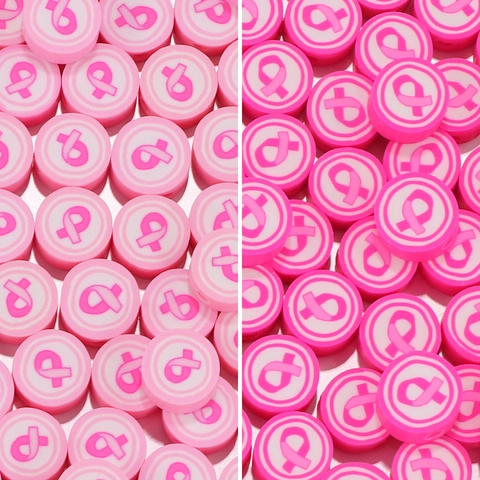 Polymer Clay Pink Ribbon Round Loose Spacer Beads DIY Jewelry Making Craft Supplies Pink Rose Red Handcrafted Accessory