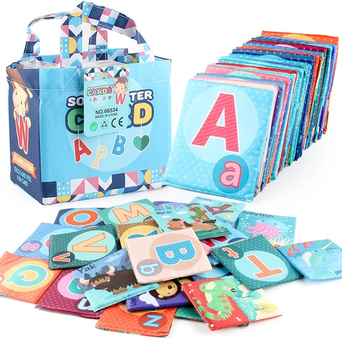 Carte Alfabeto In Tessuto Morbido Apprendimento Lettere Illustrazioni Animali Lavabili Educazione Precoce Giocattoli Sensoriali Bimbo