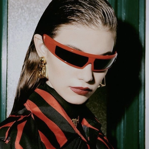 Y2K Sports Sunglasses Wrap Around Futuristic Cyberpunk Eyewear UV400 Protection PC Frame AC Lens For Cycling Outdoor