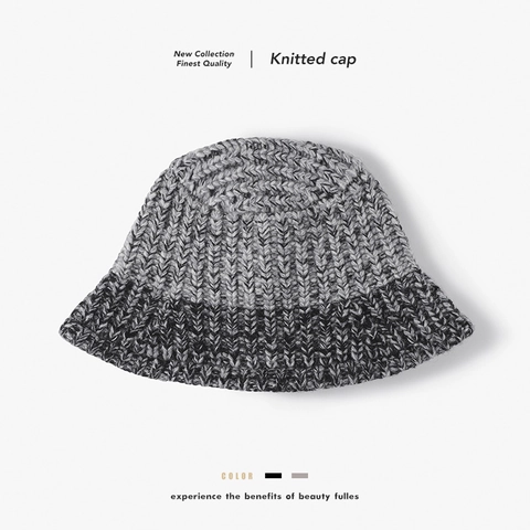 Wool Knitted Bucket Hat For Women Thick Warm Windproof Fisherman Cap Winter Outdoor Fashion Color Block