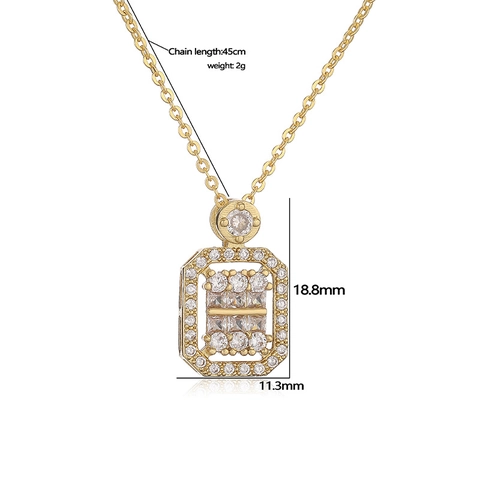 Collier Pendentif Carré Cuivre Zircone Colorée Géométrique Sucre Cube Chaîne Clavicule Hip Hop Bijoux Pour Femmes