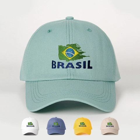 Brasil Flag Embroidery Baseball Cap Retro Adjustable Sport Hat Sun Protection Breathable Polyester Curved Brim For Men Women
