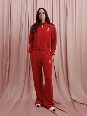 Felpa In Cotone Da Donna Con Zip E Pantaloni A Gamba Larga Streetwear Sportivo Stampa Di Lettere Maniche Lunghe