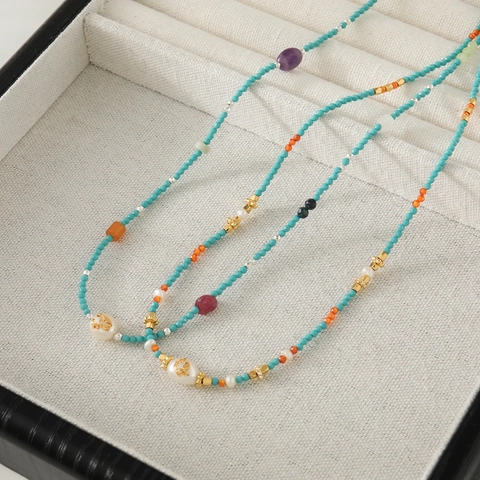 Collana di Perline Dopamina Fatta a Mano Perla d'Acqua Dolce Pietra Naturale Choker Gioielli di Moda per Donna Regalo