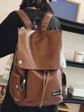 Mochila Cuero PU Impermeable Gran Capacidad Bolsa Ordenador Ocio Viaje Escuela Retro Street Style Para Hombres Mujeres