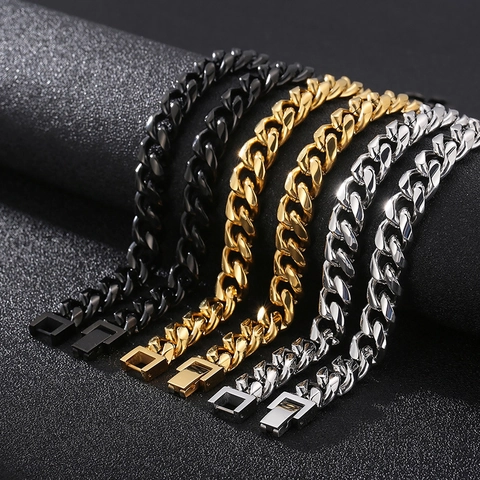 Collar De Cadena Cuban Link Acero Inoxidable 316L Hip Hop Streetwear Punk Rock Urban Joyería Para Hombres