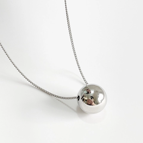 Kugel Anhänger Halskette 925 Sterling Silber Spiegel Poliert Geometrisch Minimalistischer Schmuck