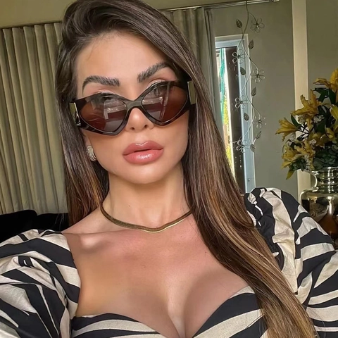 Dames Geometrische Cat-eye Zonnebril UV400 Bescherming Oversized Vierkant Frame Metalen Decor Retro Mode Trendy Zonnebril