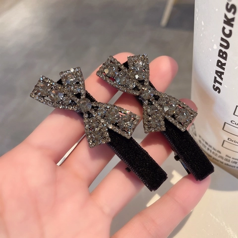 Schleife Haarklammer Samt Strass Entenschnabel Haarnadel Elegant Seitenclip Für Damen Süßer Haarschmuck