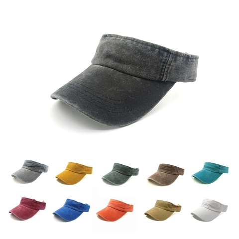 Visiera Parasole Cappello Cotone Lavato Regolabile Vintage Retro Sportivo All'aperto Uomini Donne