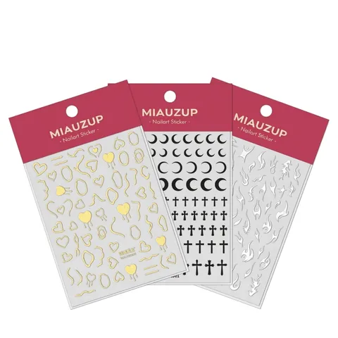 Pegatinas 3D Para Uñas Estrella Luna Mariposa Corazón Cruz Llama Autoadhesivas Calcomanías Bronceado Manicura