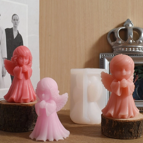 Angel Silicone Mold DIY Craft Tool For Candle Soap Plaster Making Praying And Kissing Wing Shapes 3D Home Decor Ornament