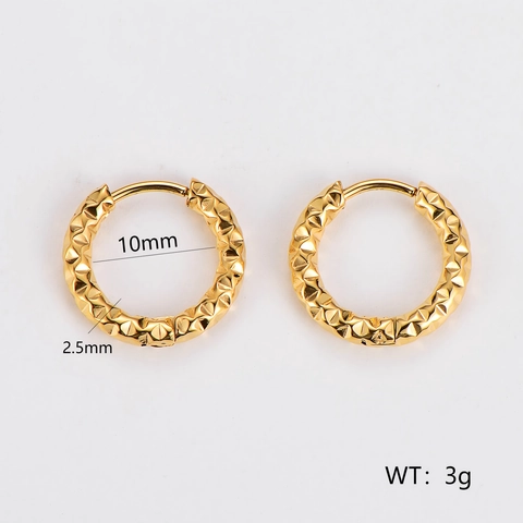 Pendientes Aro Pequeños Acero Inoxidable 304 Textura Martillada Círculo Geométrico Joyería Minimalista Para Mujer