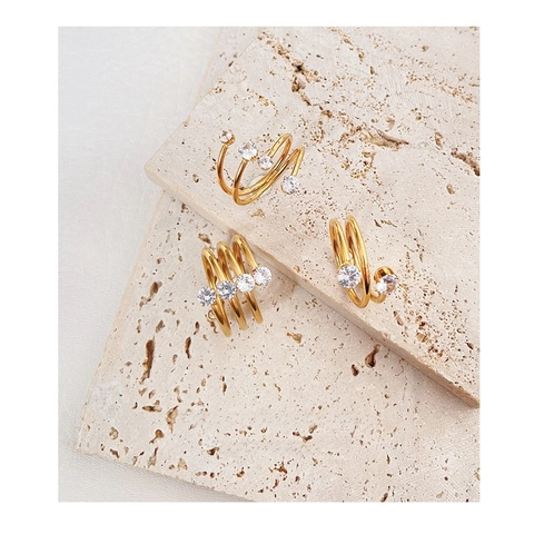 Titanium Stahl 18K Vergoldet Verstellbarer Offener Ring Mit Zirkonia Minimalistischer Spiral Stapelbarer Fingerschmuck Damen