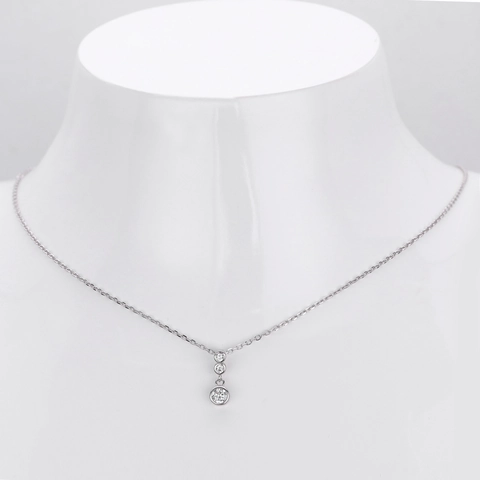 Collana In Argento Sterling 925 Per Donna Pendente A Tre Zirconi Tondi Verticali Gioielli Geometrici Eleganti
