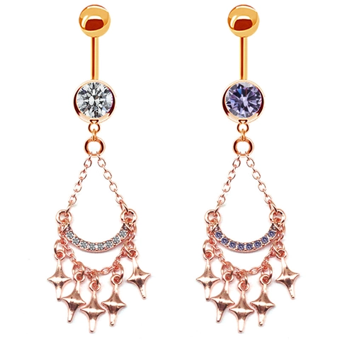 Belly Button Ring 316L Stainless Steel Zircon Bohemian Dreamcatcher Sun Moon Star Piercing Body Jewelry For Women