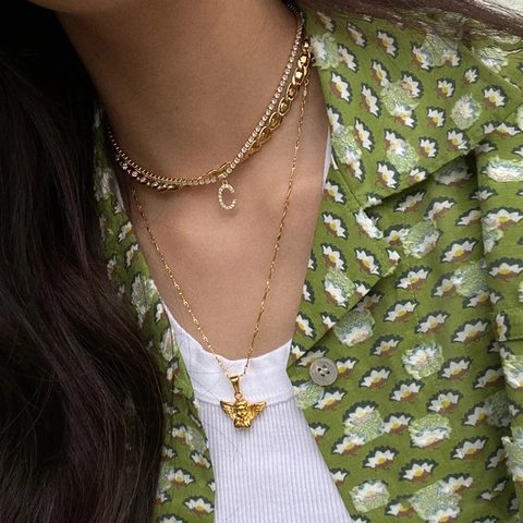Minimalistische Messing Zirkonia Buchstaben Anhänger Halskette Für Damen Luxus Vergoldet Silber Alphabet Choker Schmuck