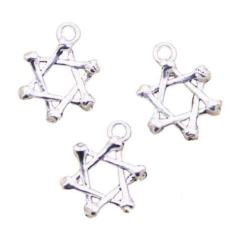 Ciondolo Esagramma Stella Di David Osso Lega Argento Antico Gotico Pendente Produzione Gioielli Per Collana Bracciale