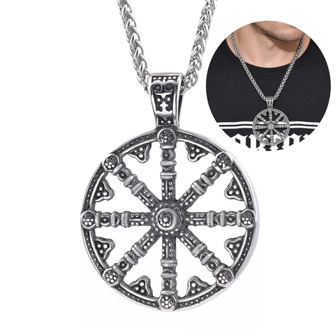Collana Pendente Bussola Vichinga Acciaio Inossidabile Vegvisir Mitologia Nordica Retrò Gotico Punk Gioielli Per Uomini