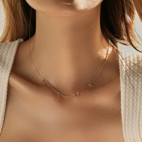 Mama Buchstaben Anhänger Halskette 925 Sterling Silber Minimalistische Schlüsselbeinkette Modeschmuck Damen Muttertagsgeschenk