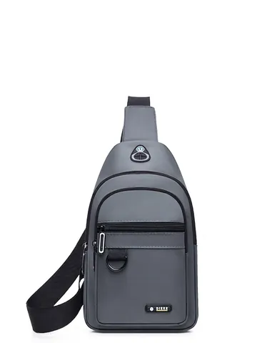 Men Chest Bag Oxford Cloth Waterproof Multi Functional Outdoor Sports Sling Crossbody Casual With Headphone Hole USB Port