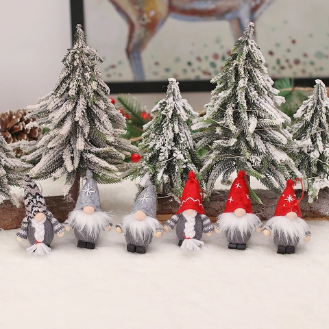 Gnomi Di Natale Ornamenti Appesi In Maglia A Quadri Bambola Senza Volto Uomo Della Foresta Decorazioni Per Alberi Di Natale