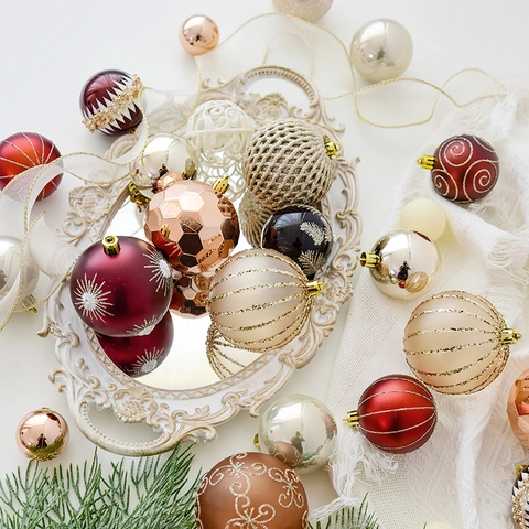 Bruchsichere Weihnachtskugeln Set Für Weihnachtsbaum Dekoration Bemalte Kunststoff Kugeln Für Feiertags Party Heimdekoration