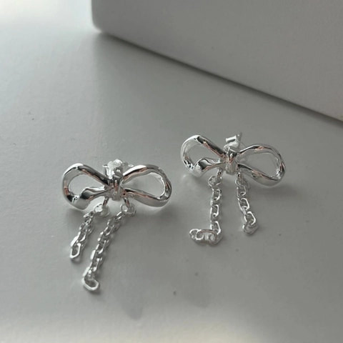 Orecchini A Lobo Con Fiocco E Nappina In Argento Sterling 925 Minimalisti Versatili Catena Gioielli Per Donne