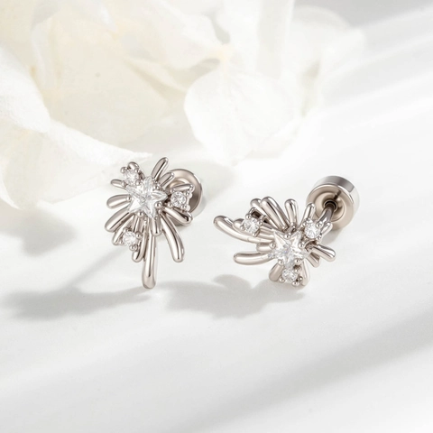 Vuurwerk Kraakbeen Stud Titanium Staal Koper Zirconia Piercing Sieraden Platte Achterkant Schroef Oorbeennagel
