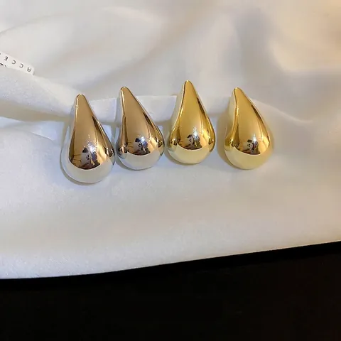 Water Drop Stud Earrings Alloy With Silver Earring Post High Polish Mirror Finish Minimalist Modern Jewelry For Women