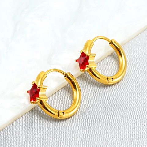 Pendientes De Aro De Estrella Con Zircón Acero Inoxidable Chapado En Oro De 18K Joyas De Moda Vintage Para Mujeres
