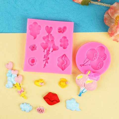 Heart Balloon Lips Cloud Silicone Mold For Fondant Cake Decoration DIY Epoxy Resin Clay Crafting Kitchen Baking Tool