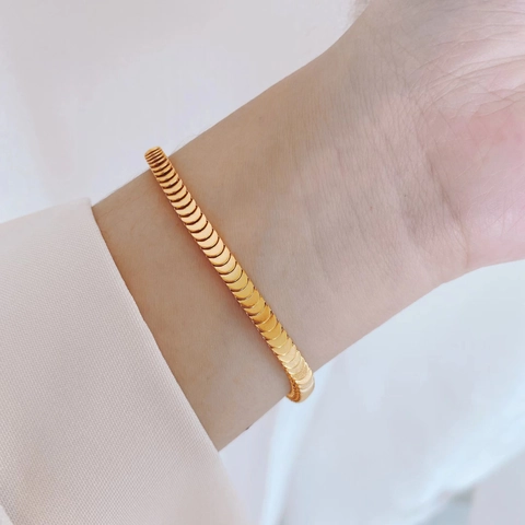 Minimalist 18K Gold Plated Stainless Steel Fish Scale Texture Bracelet For Women Elegant Geometric Link Chain Jewelry Gift