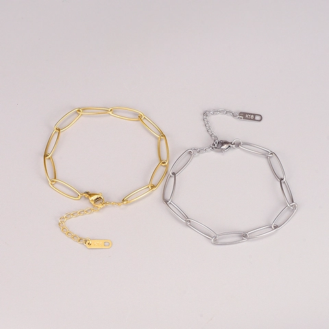 Bracciale A Catena Graffetta Placcato Oro 18K Acciaio Al Titanio 316L Catena Di Estensione Regolabile Impermeabile Donna