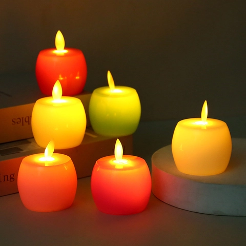 LED Apple Candle Light Simulation Flameless Electronic Plastic Party Christmas Decor Colorful Atmosphere Lamp Props