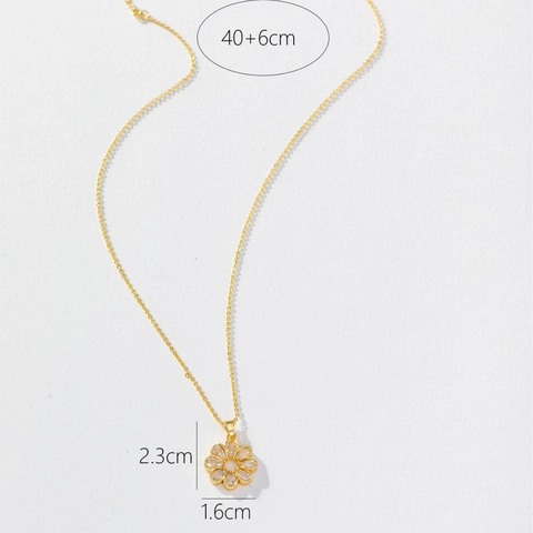 Collana Con Pendente a Girasole in Acciaio al Titanio Catena a Clavicola con Fiori in Strass Lucido per Donna Gioielli Eleganti