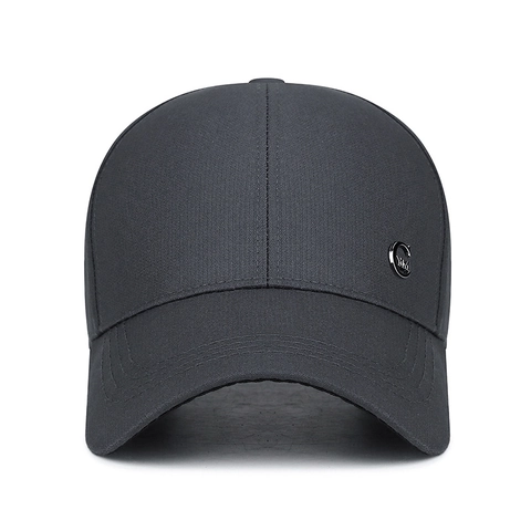 Classic Baseball Cap Polyester Twill Metal Logo Adjustable Sun Hat Outdoor Business Casual Stylish Sunshade Sporty Headwear
