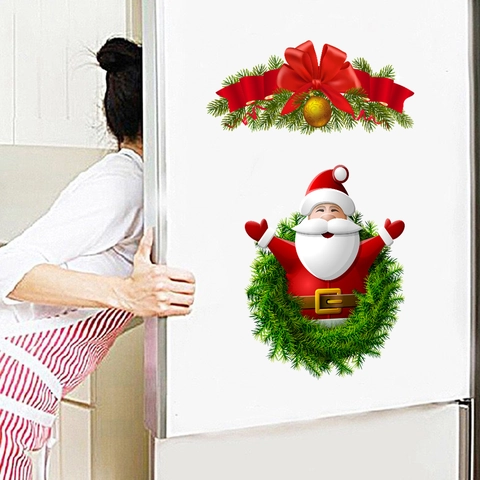 Adesivo Murale Babbo Natale Di Natale Impermeabile PVC Decalcomania Per Bagno Toilette Frigorifero Porta Decorazione Casa