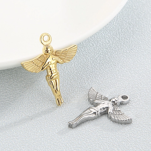 Ciondolo Angelo Arcangelo Acciaio Inossidabile DIY Accessorio Per Gioielli Stile Hip Hop Charm Figura Alata Per Collana