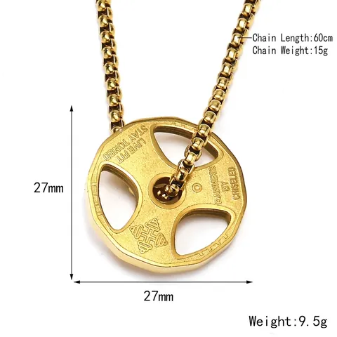 Collar Con Colgante De Disco De Pesas Haltera Titanio Acero Inoxidable Fitness Gimnasio Joyería Grabada Para Hombres Mujeres