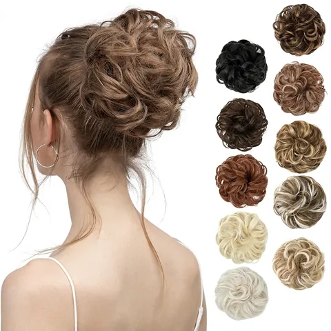 Rommelige Knot Haarverlenging Matte Hittebestendige Synthetische Vezel Pluizige Krullende Haarelastiek Voor Dames