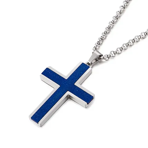 Collana Ciondolo Croce Acciaio Inossidabile 316L Trama Satinata Hip Hop Moderno Punk Streetwear Gioielli Per Uomini Durable