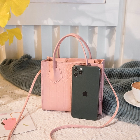 Mini Handtas Met Krokodillenpatroon PU Leer Alligator Reliëf Top Handvat Crossbody Tote Schoudertas Voor Dames