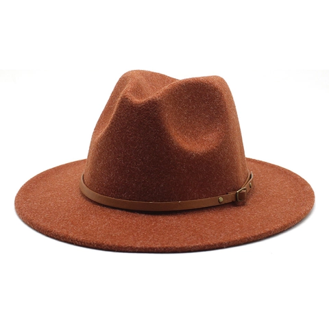 Classic Fedora Hat Wool Felt Wide Brim Vintage Jazz Style With Leather Belt Buckle For Men Women Outdoor Travel Fashion