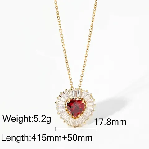 Square Purple Zircon Pendant Necklace 18K Gold Plated Stainless Steel Micro Pave Cubic Zirconia Elegant Fashion Jewelry For Women