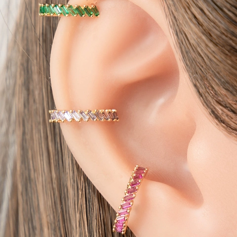 Πολύχρωμο Σκουλαρίκι Ear Cuff Από Χαλκό Με Ζιργκόν Κλιπ Αυτιού Σε Σχήμα U Χωρίς Τρύπα Για Γυναίκες Κομψό Κόσμημα
