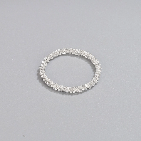 925 Sterling Silver Shimmering Texture Ring Minimalist Galaxy Chain Finger Ring Rhinestone Pave Ring For Women Elegant Jewelry Gift