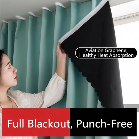 Tende Oscuranti Totali Poliestere Velcro Installazione Senza Fori Blocco Luce Isolamento Termico Camera Da Letto Moderna