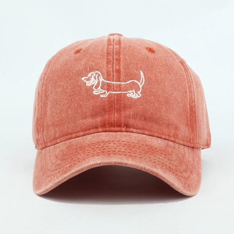 Cappello Da Baseball In Cotone Lavato Vintage Con Ricamo Cane Carino Cappello Sportivo Regolabile Uomo Donna
